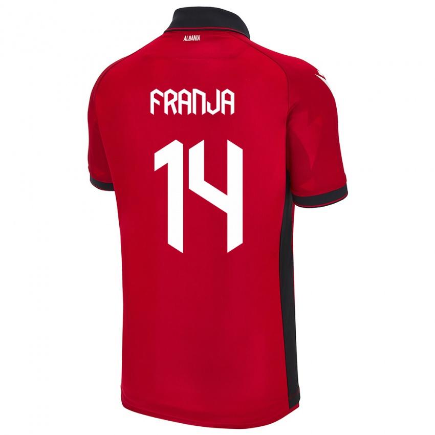 Hombre Camiseta Albania Ezmiralda Franja #14 Rojo 1ª Equipación 24-26 La Camisa