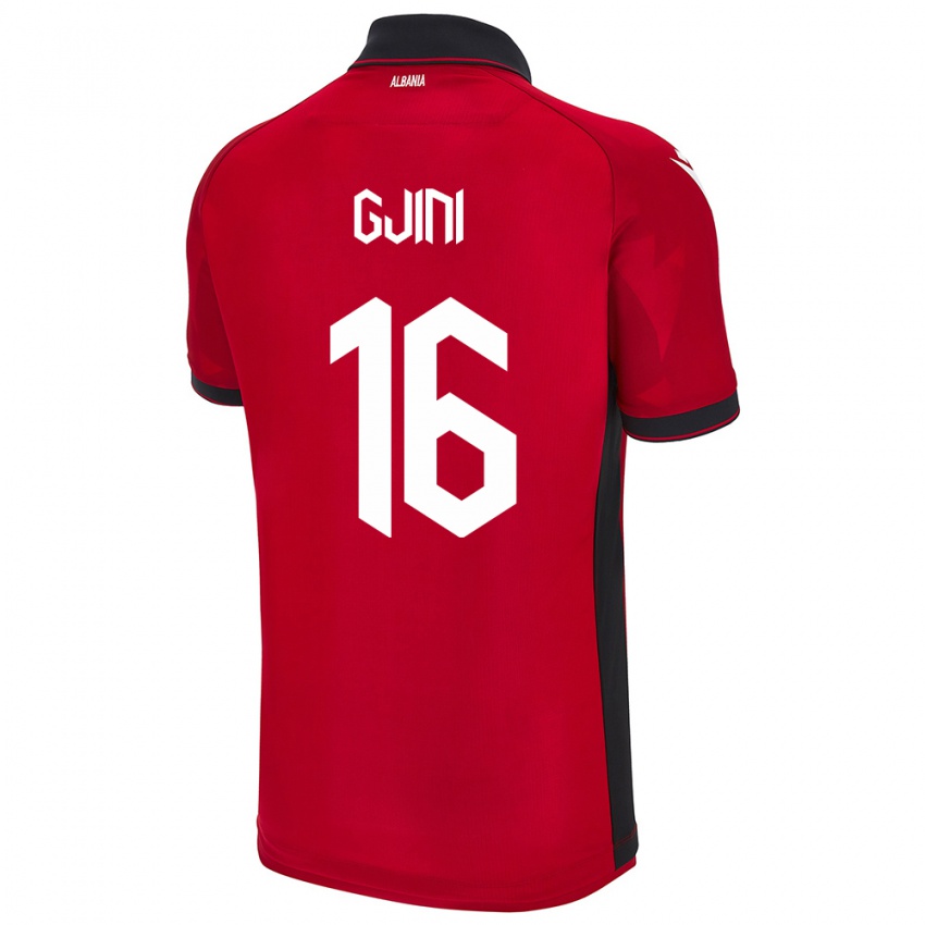 Hombre Camiseta Albania Luçije Gjini #16 Rojo 1ª Equipación 24-26 La Camisa