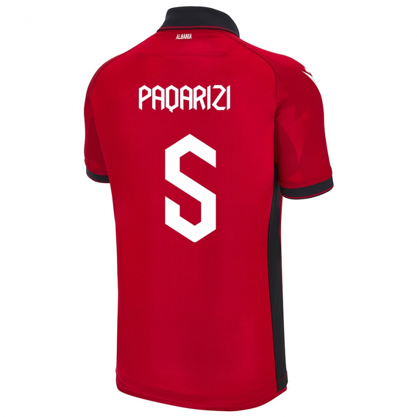 Hombre Camiseta Albania Vesa Paqarizi #5 Rojo 1ª Equipación 24-26 La Camisa