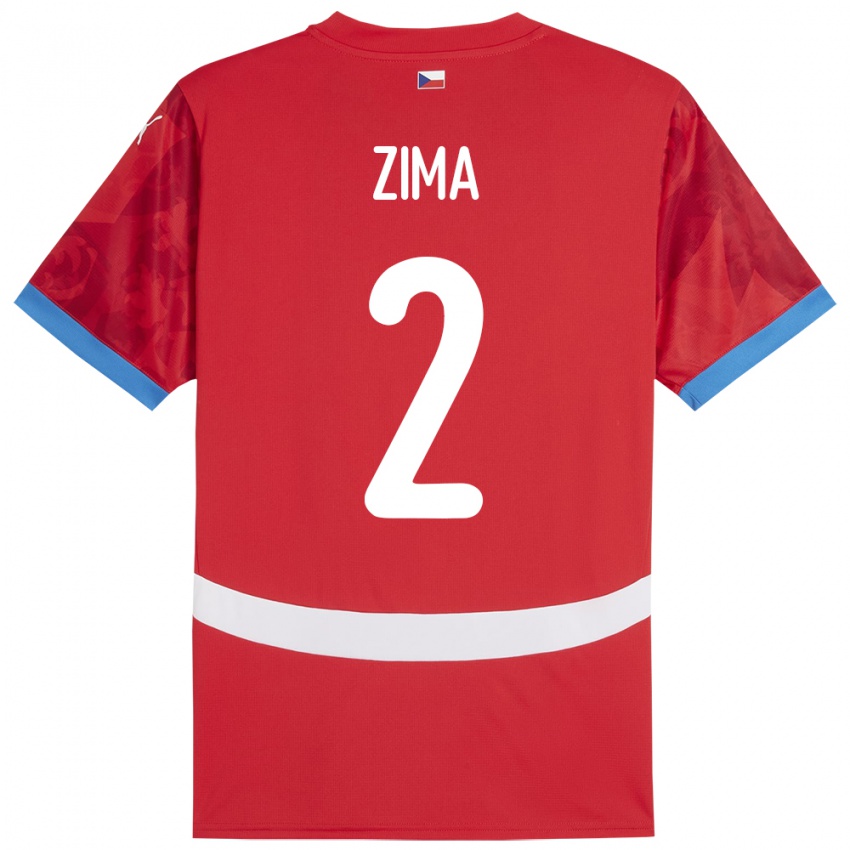 Hombre Camiseta Chequia David Zima #2 Rojo 1ª Equipación 24-26 La Camisa