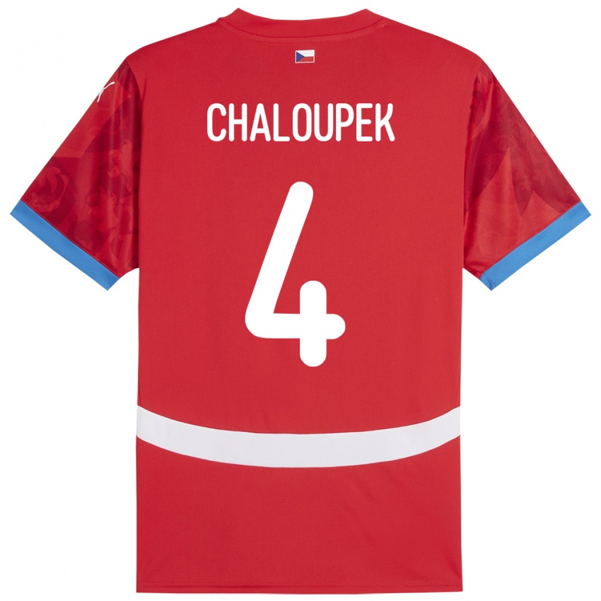 Hombre Camiseta Chequia Stepan Chaloupek #4 Rojo 1ª Equipación 24-26 La Camisa