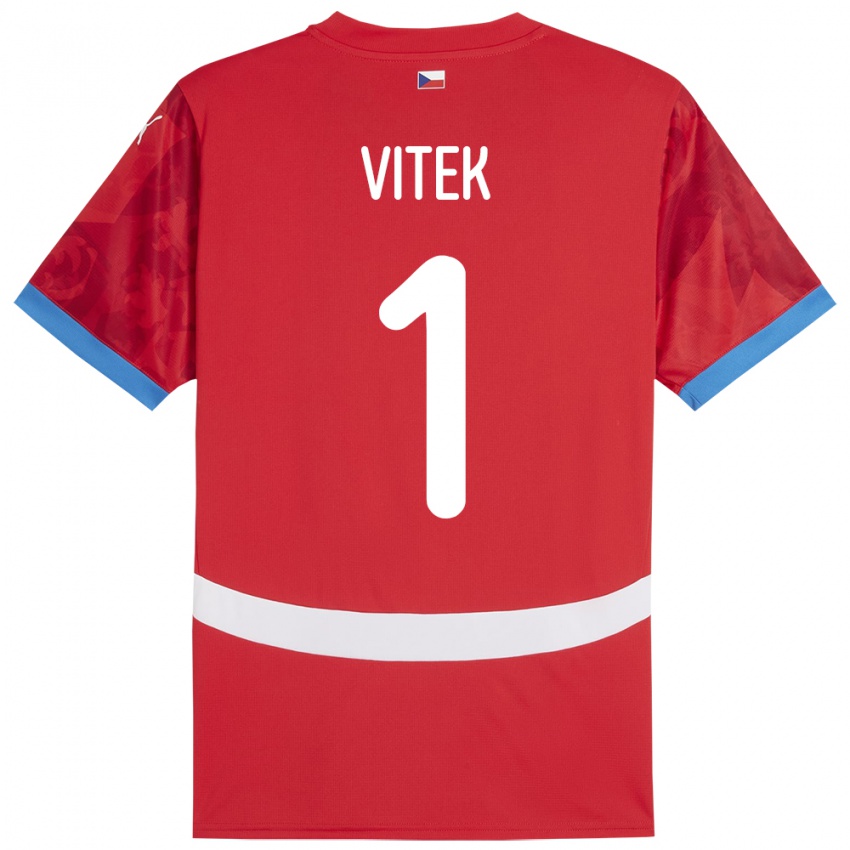 Hombre Camiseta Chequia Radek Vitek #1 Rojo 1ª Equipación 24-26 La Camisa