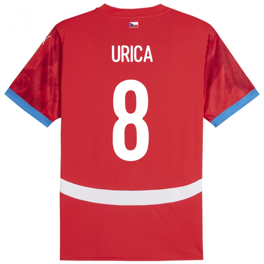 Hombre Camiseta Chequia Adam Urica #8 Rojo 1ª Equipación 24-26 La Camisa