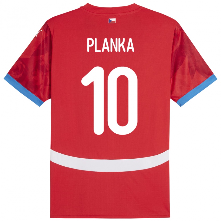 Hombre Camiseta Chequia David Planka #10 Rojo 1ª Equipación 24-26 La Camisa