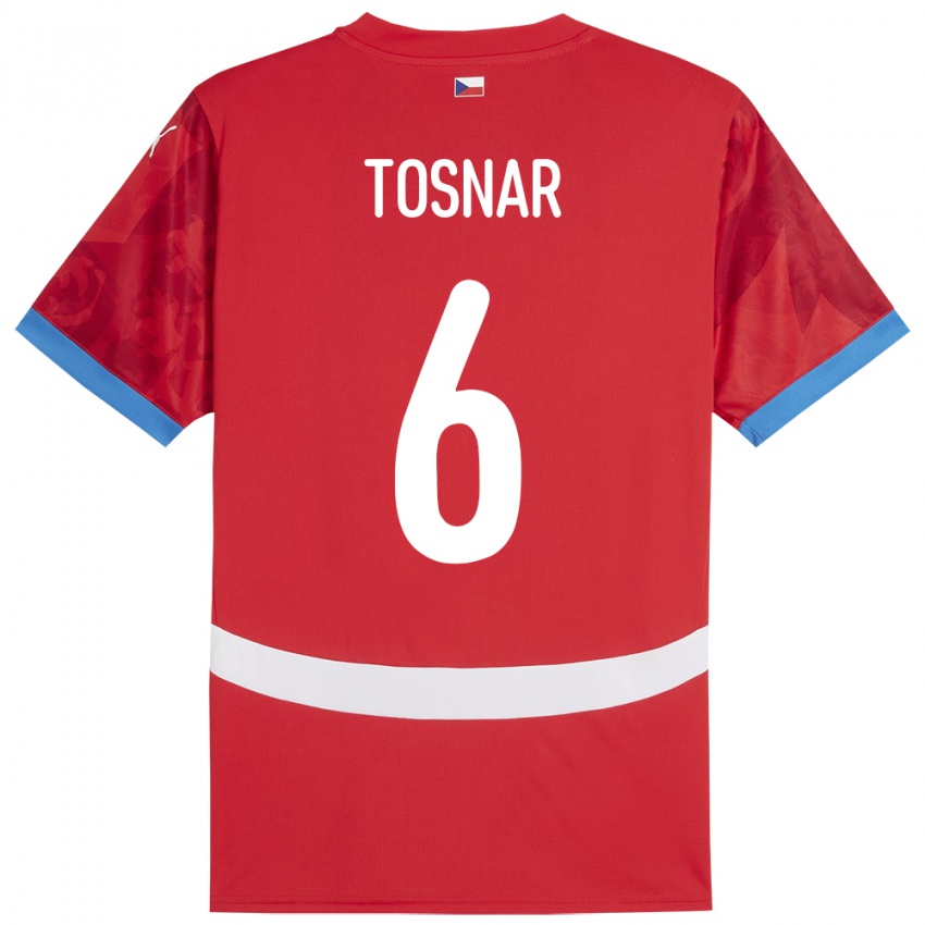 Hombre Camiseta Chequia Jakub Tosnar #6 Rojo 1ª Equipación 24-26 La Camisa