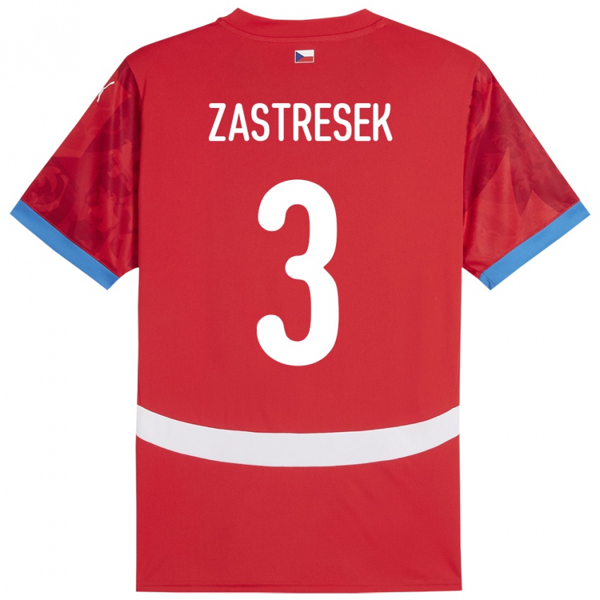 Hombre Camiseta Chequia Matous Zastresek #3 Rojo 1ª Equipación 24-26 La Camisa