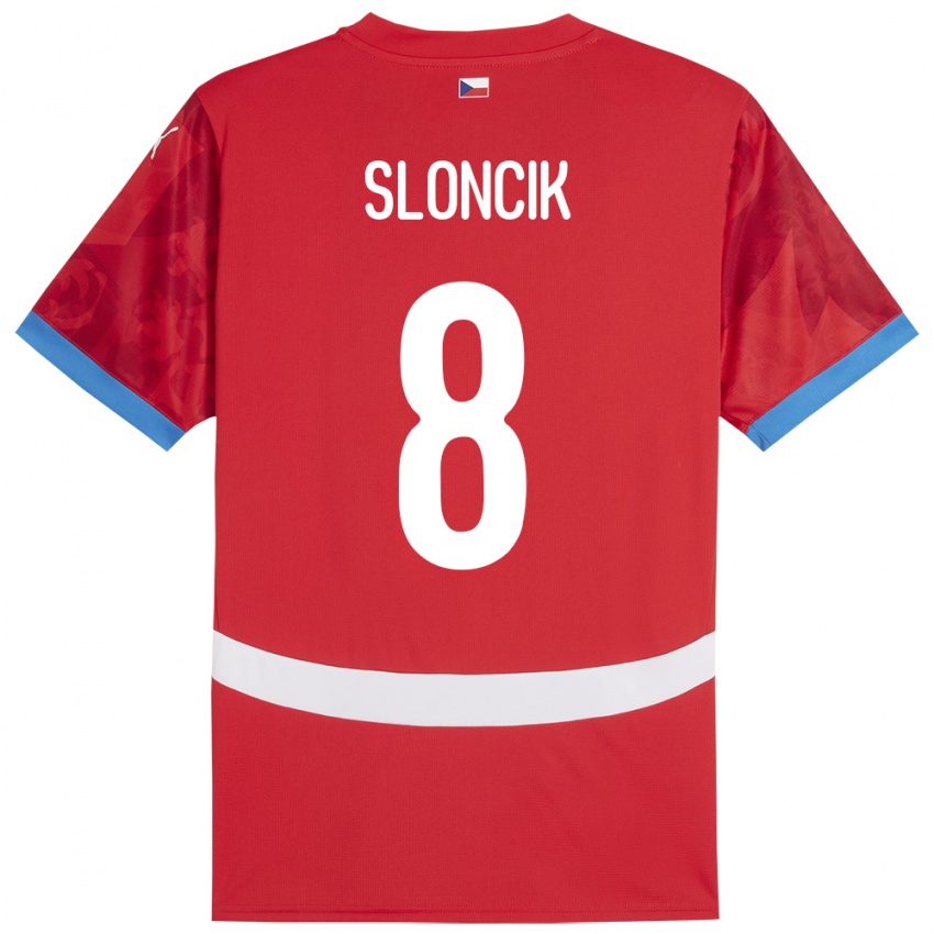 Hombre Camiseta Chequia Simon Sloncik #8 Rojo 1ª Equipación 24-26 La Camisa