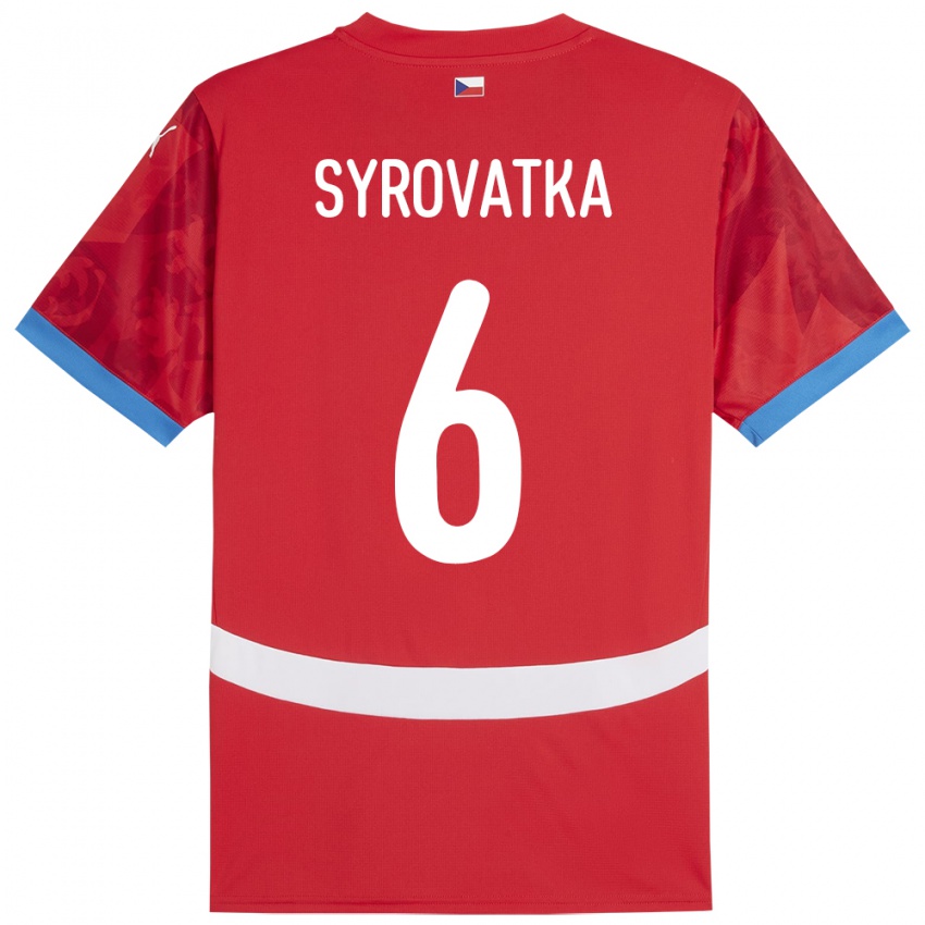 Hombre Camiseta Chequia Matyas Syrovatka #6 Rojo 1ª Equipación 24-26 La Camisa