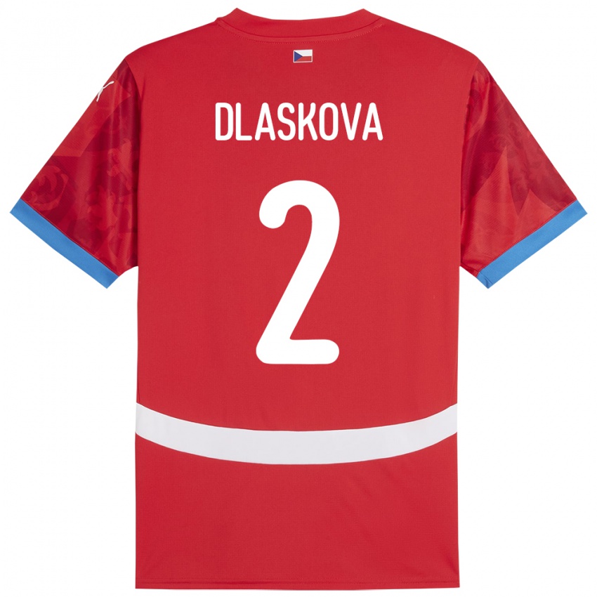 Hombre Camiseta Chequia Anna Dlasková #2 Rojo 1ª Equipación 24-26 La Camisa