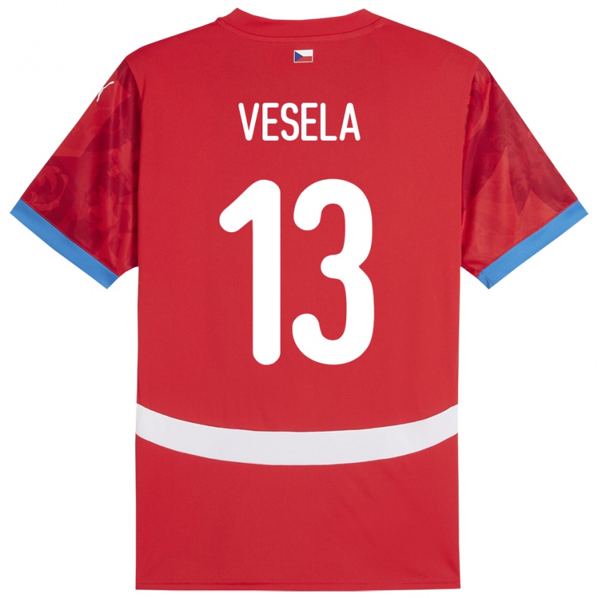 Hombre Camiseta Chequia Denisa Veselá #13 Rojo 1ª Equipación 24-26 La Camisa