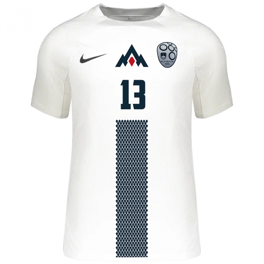 Hombre Camiseta Eslovenia Aleks Ristic #13 Blanco 1ª Equipación 24-26 La Camisa