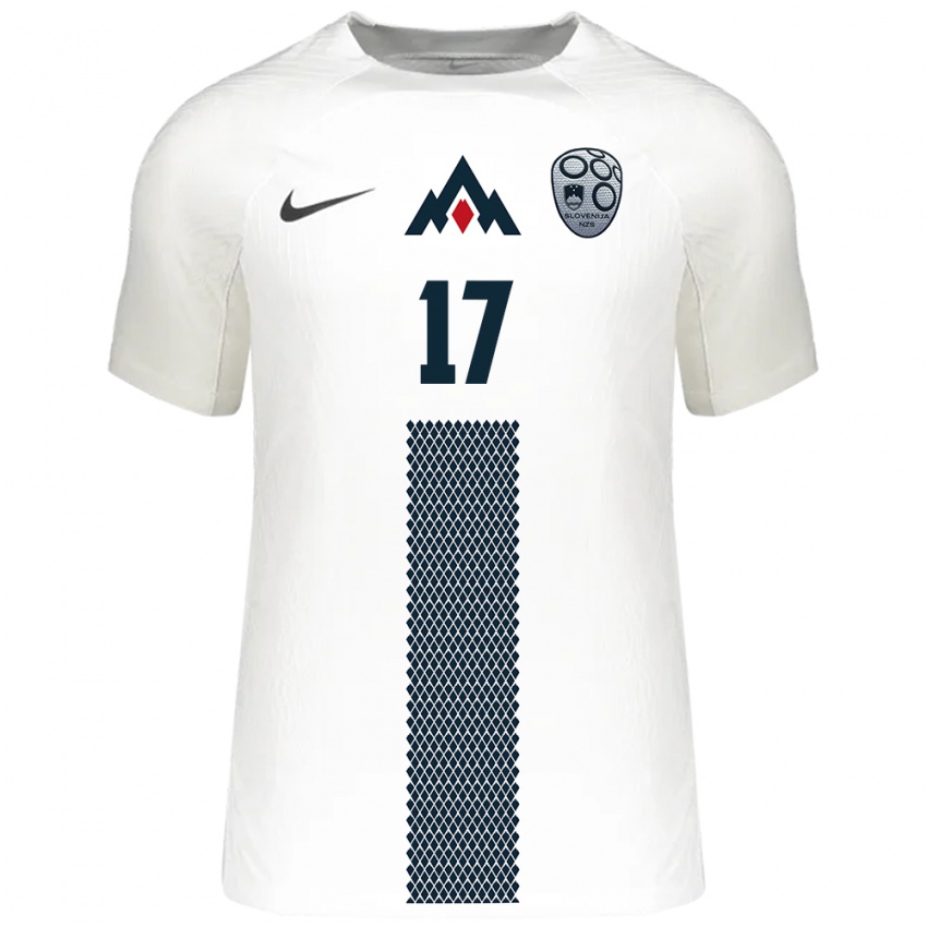 Hombre Camiseta Eslovenia Matic Ferk #17 Blanco 1ª Equipación 24-26 La Camisa