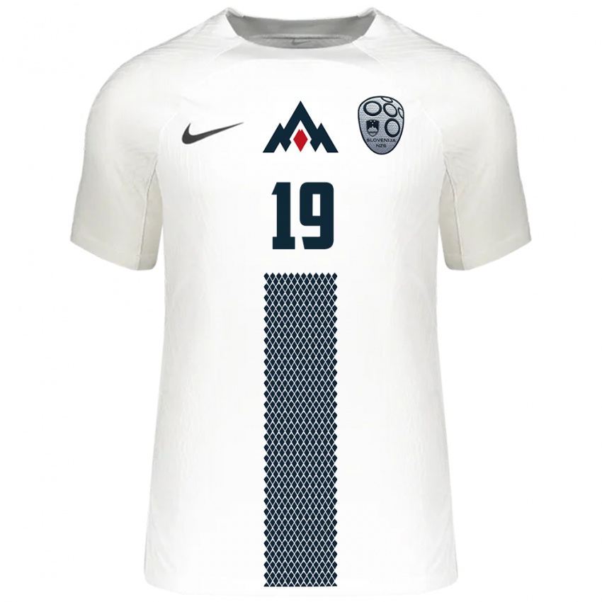 Hombre Camiseta Eslovenia Nejc Gradisar #19 Blanco 1ª Equipación 24-26 La Camisa