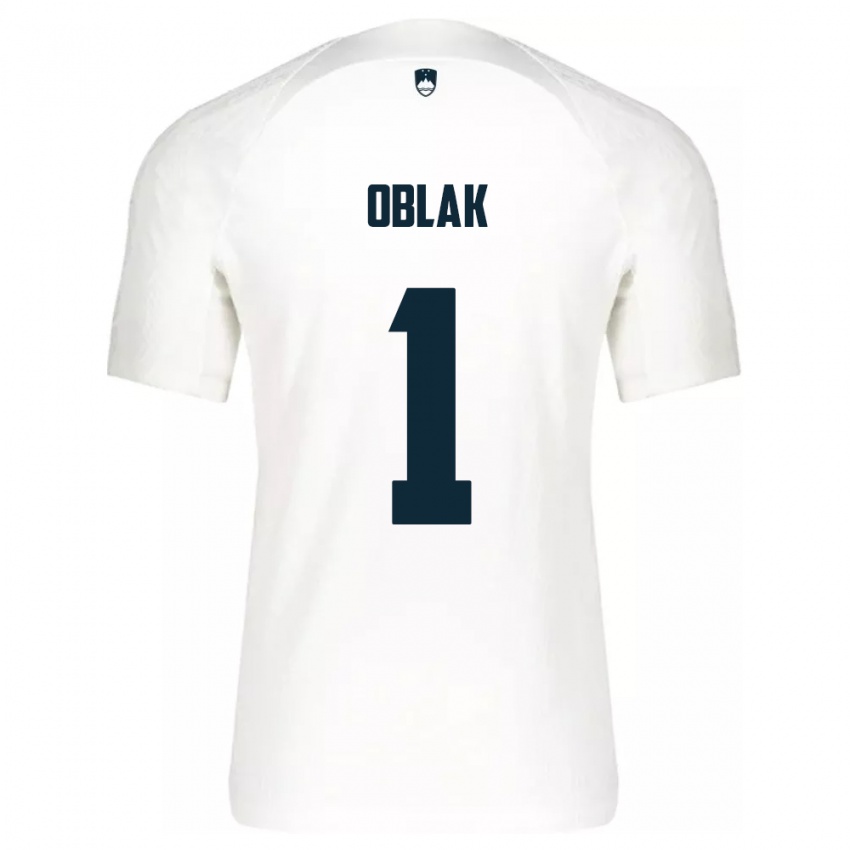 Hombre Camiseta Eslovenia Jan Oblak #1 Blanco 1ª Equipación 24-26 La Camisa
