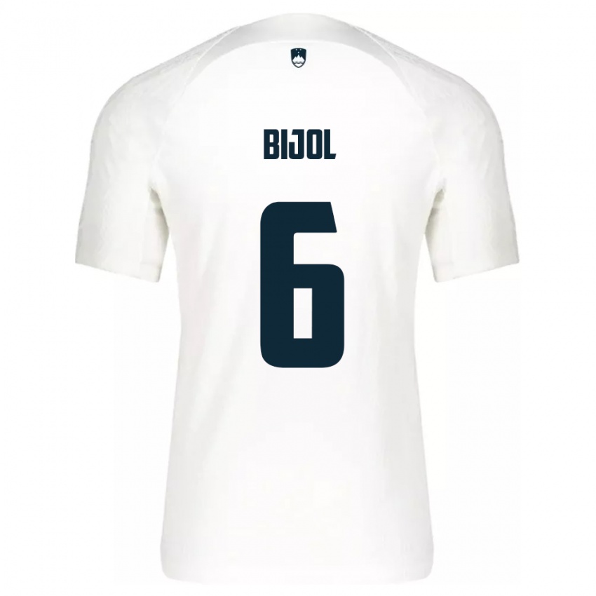 Hombre Camiseta Eslovenia Jaka Bijol #6 Blanco 1ª Equipación 24-26 La Camisa