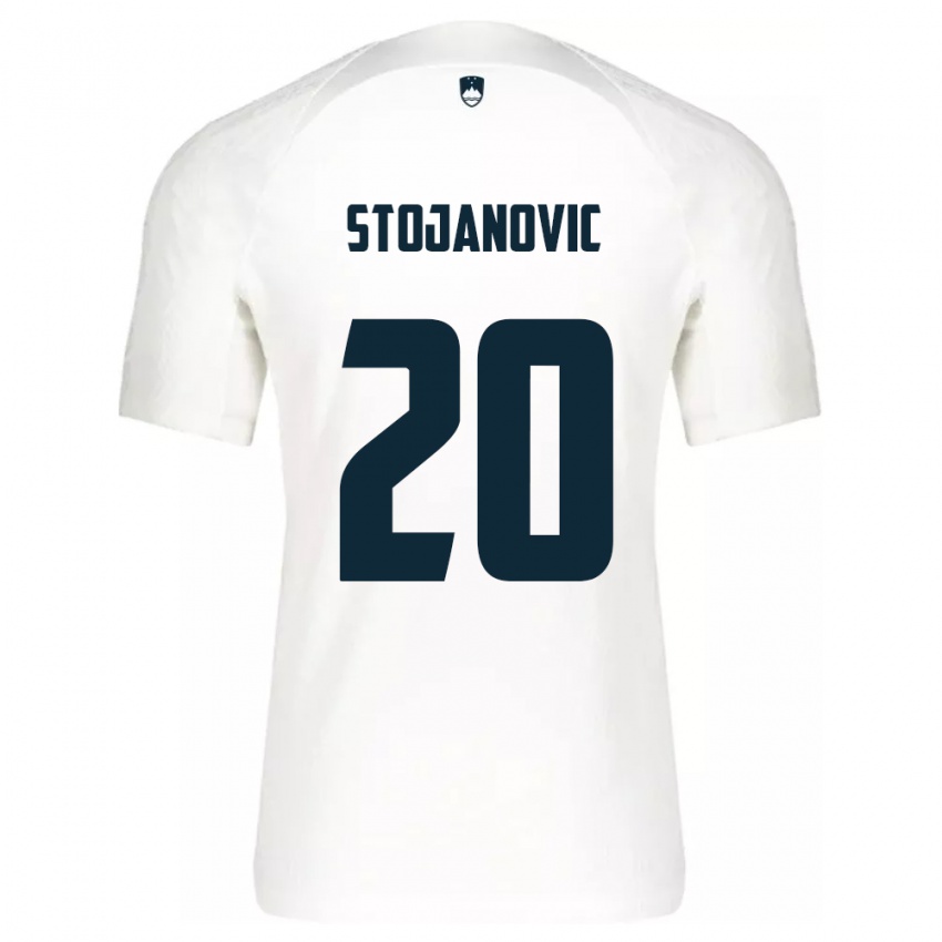 Hombre Camiseta Eslovenia Petar Stojanović #20 Blanco 1ª Equipación 24-26 La Camisa