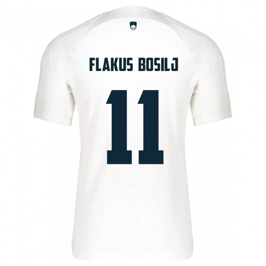 Hombre Camiseta Eslovenia David Flakus Bosilj #11 Blanco 1ª Equipación 24-26 La Camisa