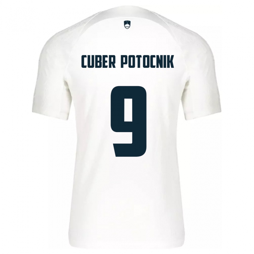 Hombre Camiseta Eslovenia Jaka Cuber Potocnik #9 Blanco 1ª Equipación 24-26 La Camisa