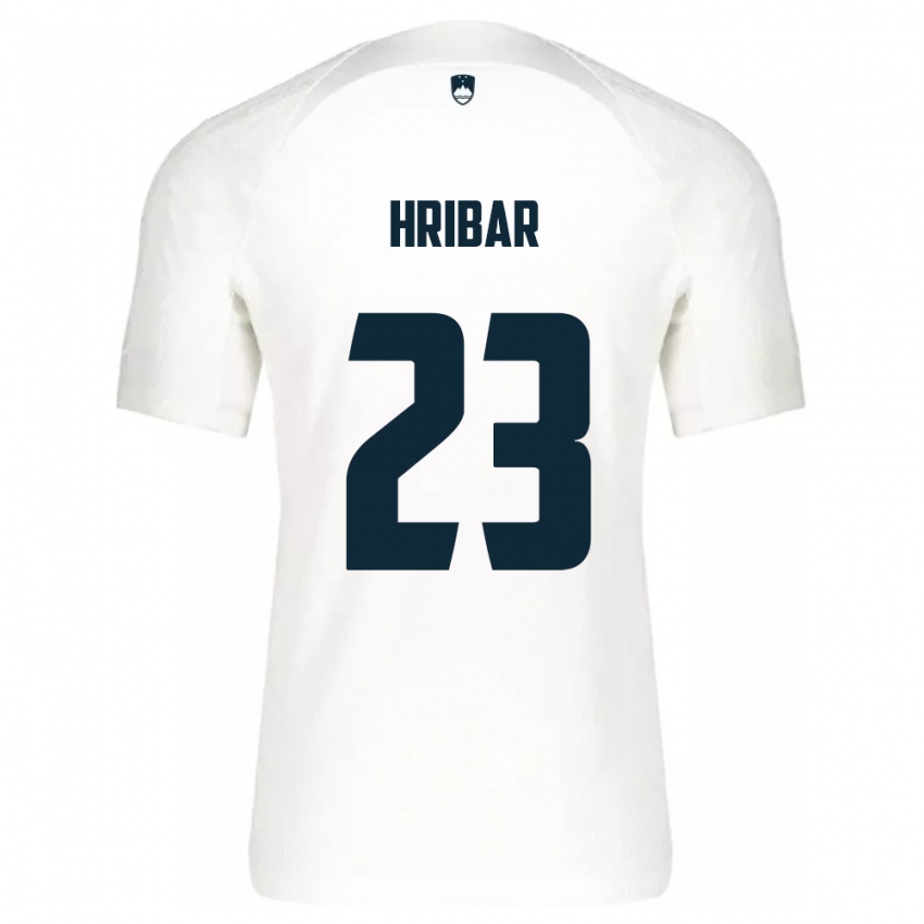 Hombre Camiseta Eslovenia Lan Hribar #23 Blanco 1ª Equipación 24-26 La Camisa