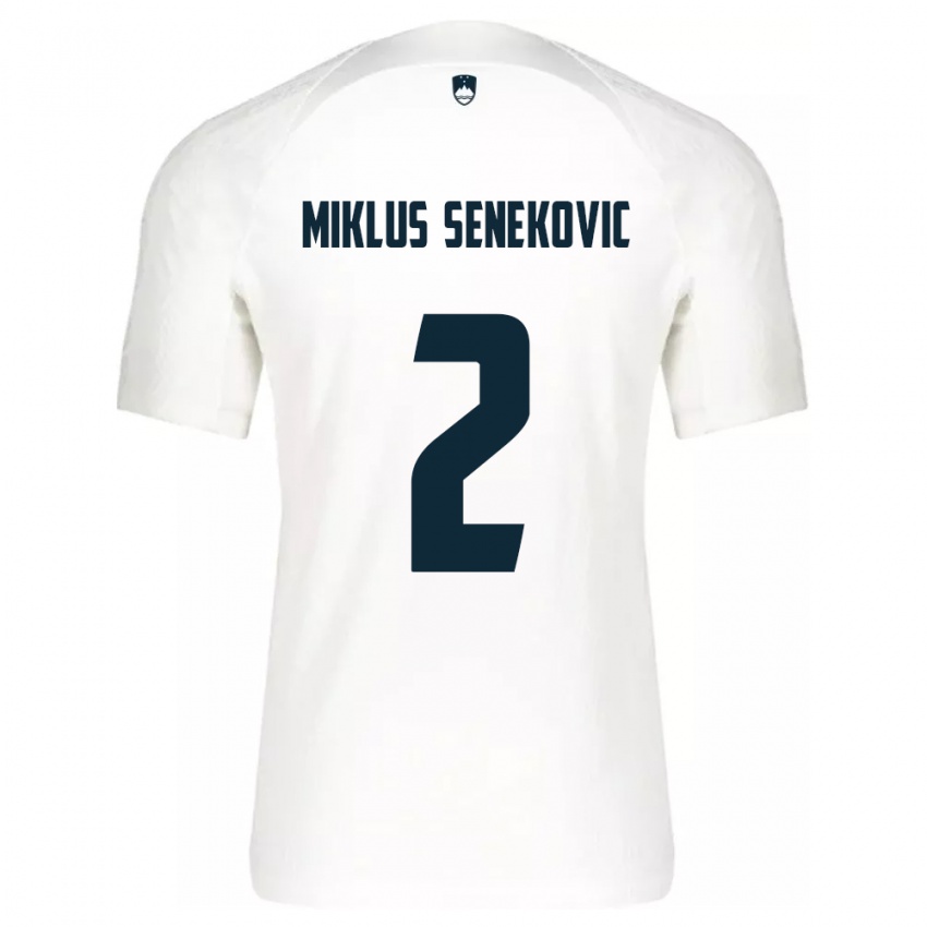 Hombre Camiseta Eslovenia Gal Miklus Senekovic #2 Blanco 1ª Equipación 24-26 La Camisa