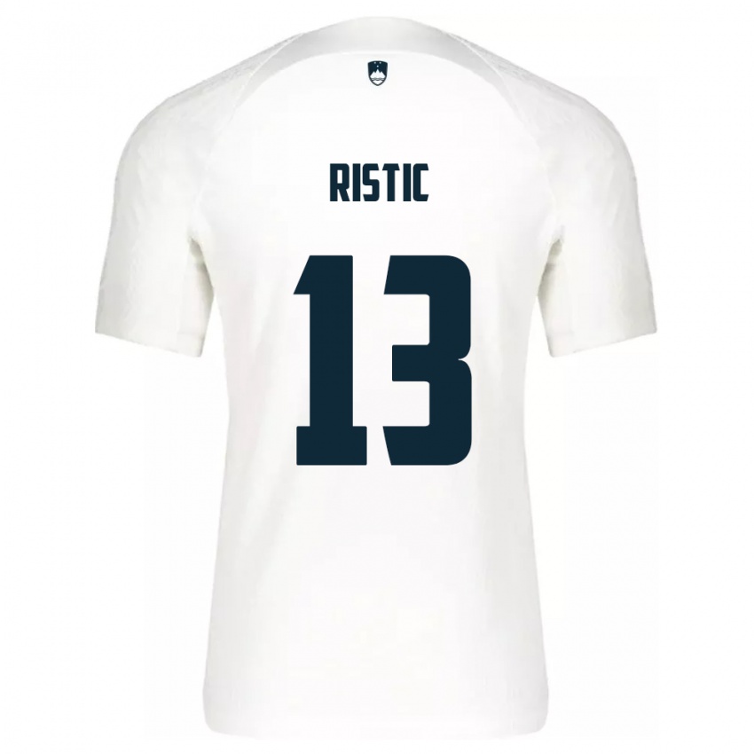 Hombre Camiseta Eslovenia Aleks Ristic #13 Blanco 1ª Equipación 24-26 La Camisa