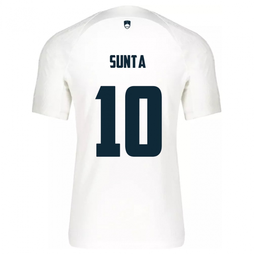 Hombre Camiseta Eslovenia Sven Sunta #10 Blanco 1ª Equipación 24-26 La Camisa