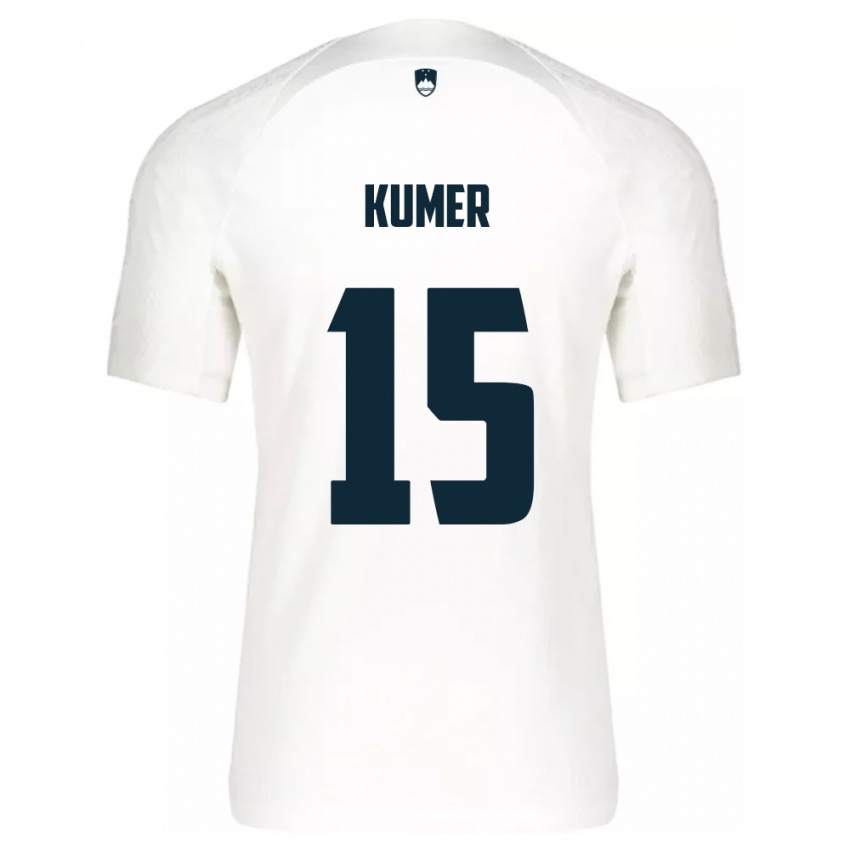 Hombre Camiseta Eslovenia Alin Kumer #15 Blanco 1ª Equipación 24-26 La Camisa