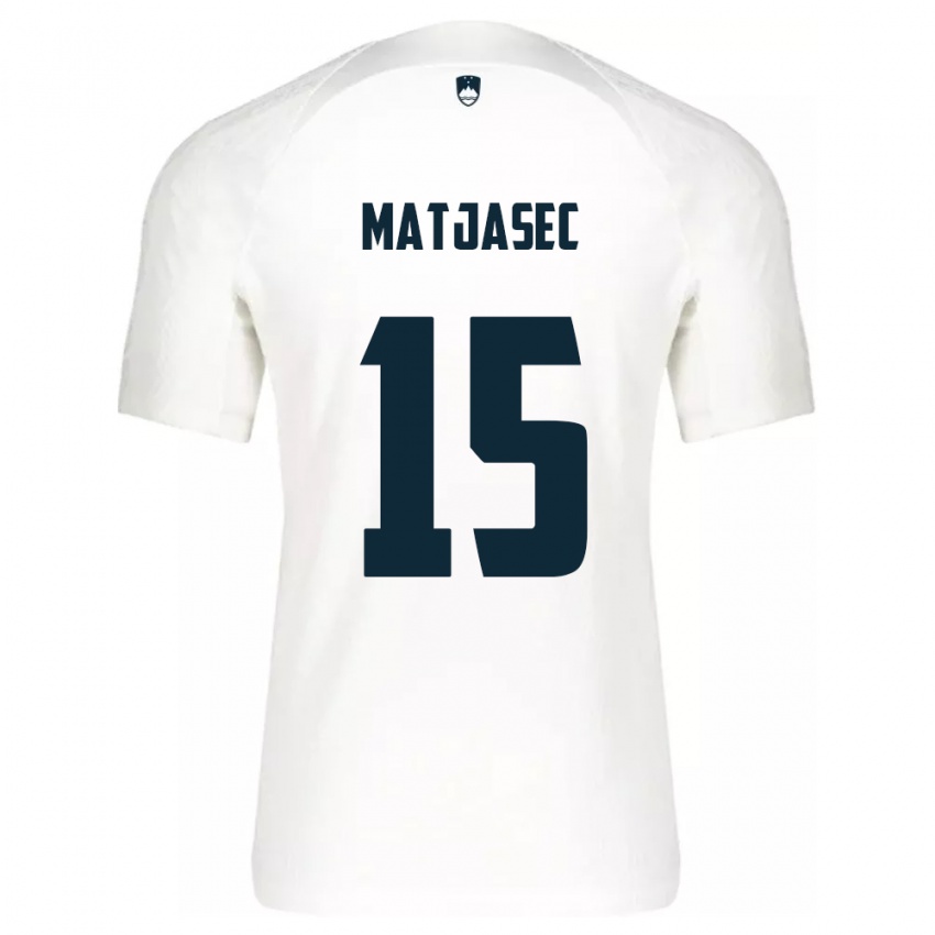 Hombre Camiseta Eslovenia Miha Matjasec #15 Blanco 1ª Equipación 24-26 La Camisa