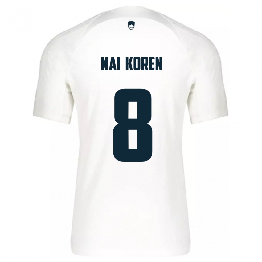 Hombre Camiseta Eslovenia Tian Nai Koren #8 Blanco 1ª Equipación 24-26 La Camisa
