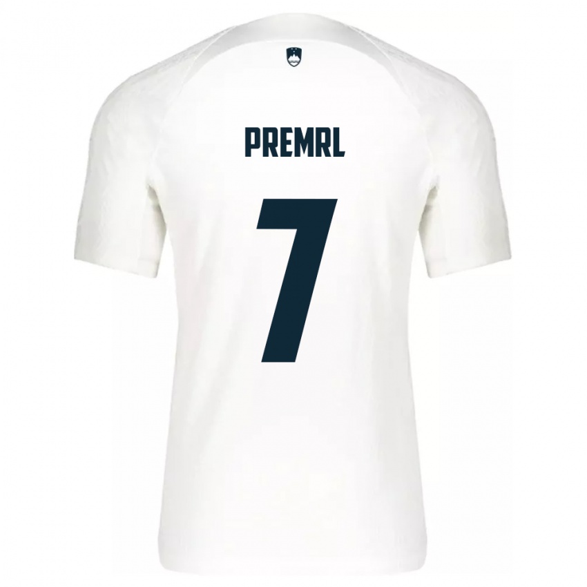 Hombre Camiseta Eslovenia Jaka Premrl #7 Blanco 1ª Equipación 24-26 La Camisa