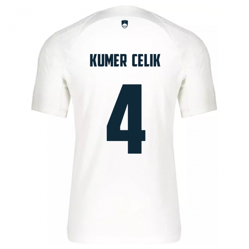 Hombre Camiseta Eslovenia An Kumer Celik #4 Blanco 1ª Equipación 24-26 La Camisa