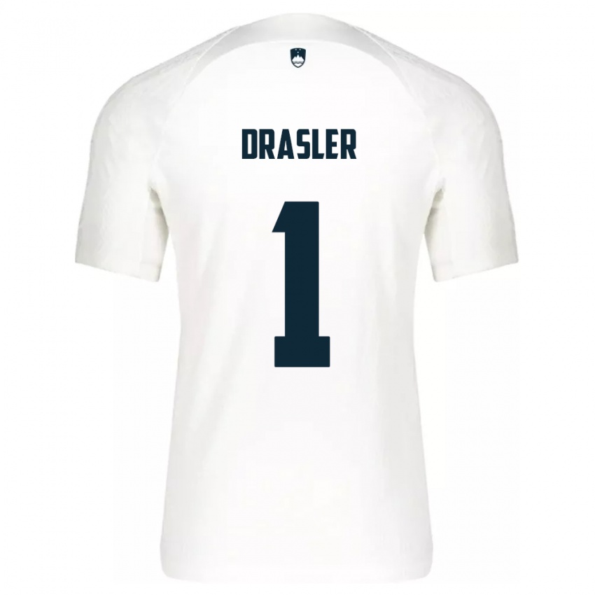 Hombre Camiseta Eslovenia Iztok Drasler #1 Blanco 1ª Equipación 24-26 La Camisa