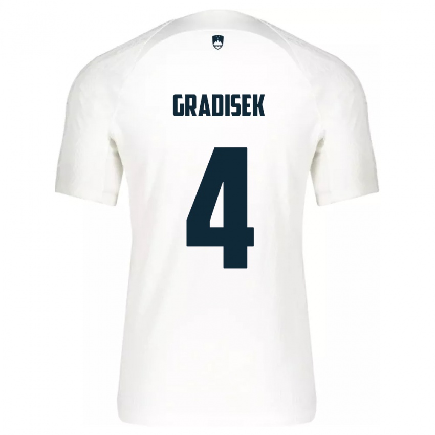 Hombre Camiseta Eslovenia Sara Gradišek #4 Blanco 1ª Equipación 24-26 La Camisa