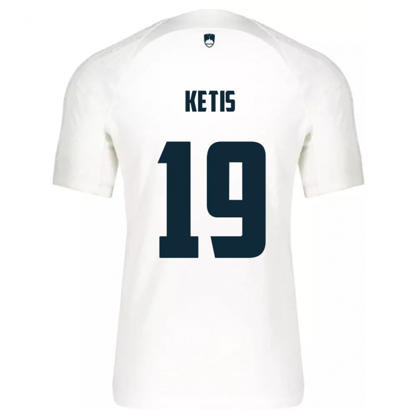 Hombre Camiseta Eslovenia Sara Ketiš #19 Blanco 1ª Equipación 24-26 La Camisa