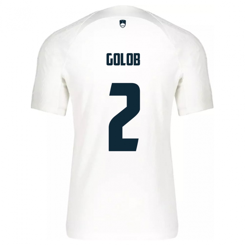 Hombre Camiseta Eslovenia Lana Golob #2 Blanco 1ª Equipación 24-26 La Camisa