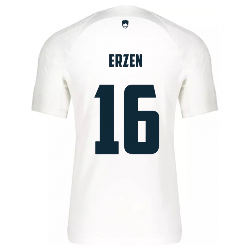 Hombre Camiseta Eslovenia Kaja Eržen #16 Blanco 1ª Equipación 24-26 La Camisa