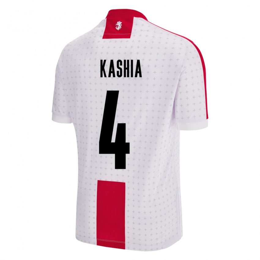 Hombre Camiseta Georgia Guram Kashia #4 Blanco 1ª Equipación 24-26 La Camisa