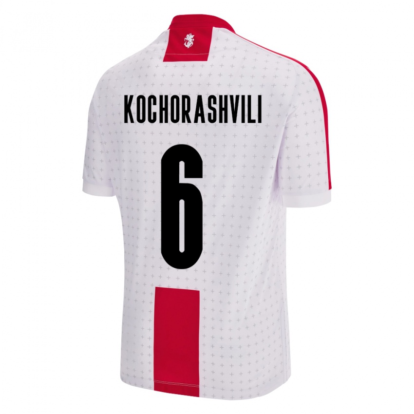 Hombre Camiseta Georgia Giorgi Kochorashvili #6 Blanco 1ª Equipación 24-26 La Camisa