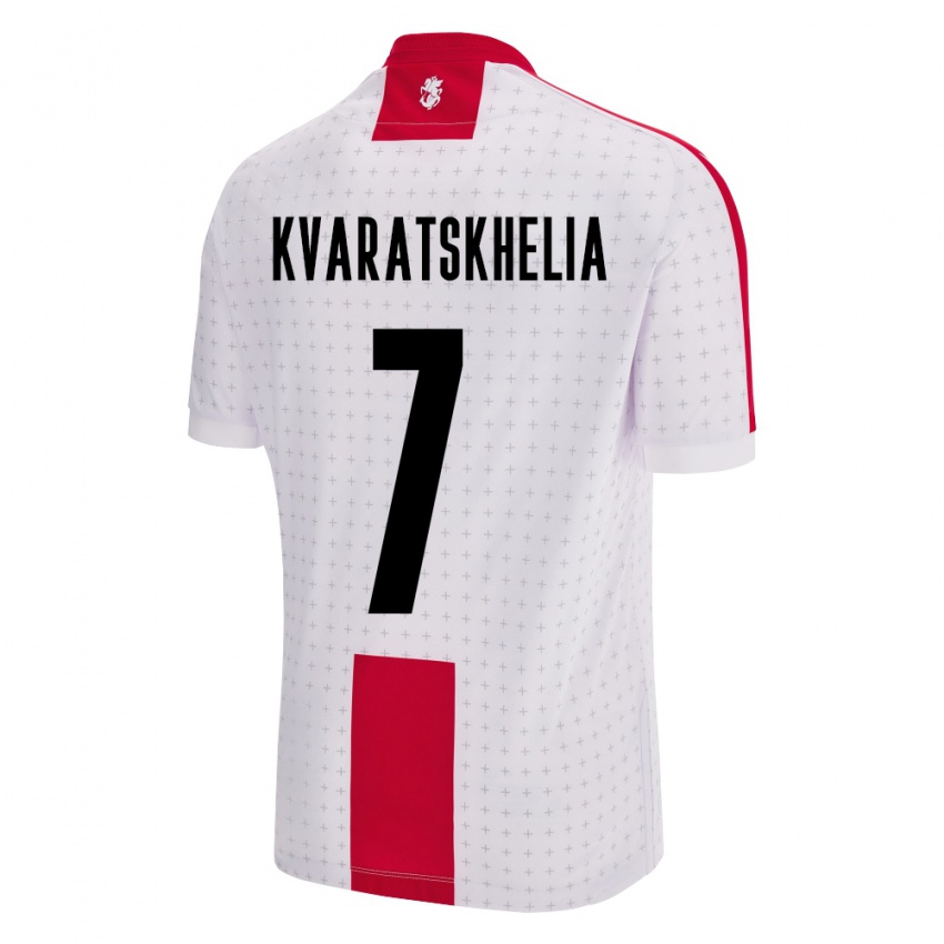 Hombre Camiseta Georgia Khvicha Kvaratskhelia #7 Blanco 1ª Equipación 24-26 La Camisa