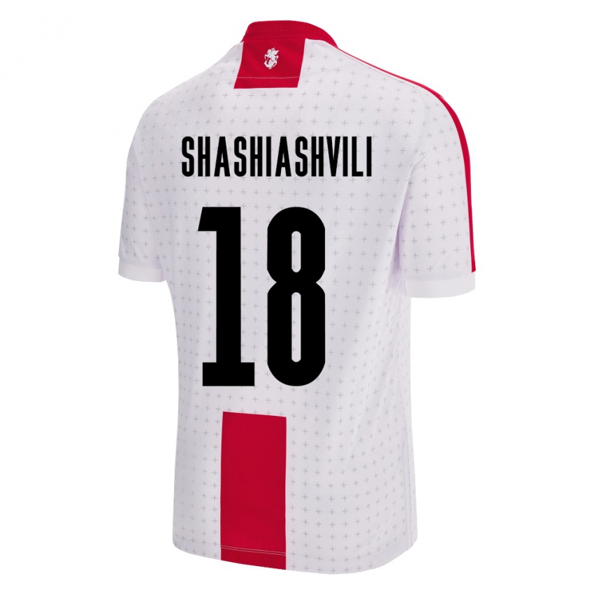 Hombre Camiseta Georgia Luka Shashiashvili #18 Blanco 1ª Equipación 24-26 La Camisa