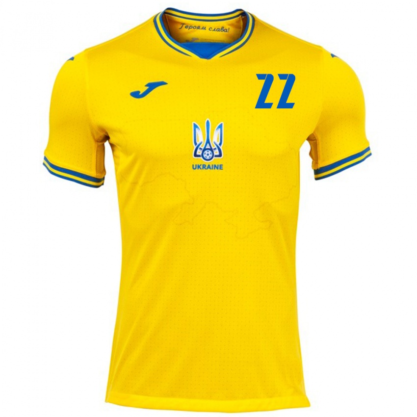 Hombre Camiseta Ucrania Iryna Kotiash #22 Amarillo 1ª Equipación 24-26 La Camisa