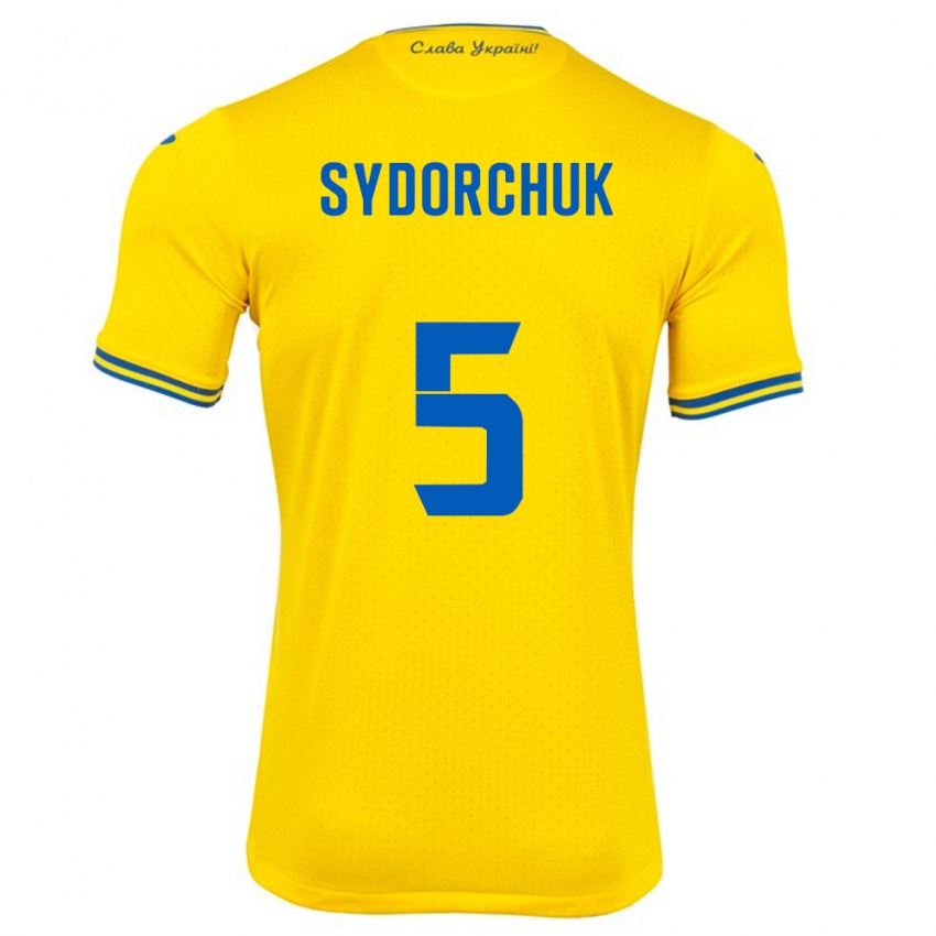 Hombre Camiseta Ucrania Sergiy Sydorchuk #5 Amarillo 1ª Equipación 24-26 La Camisa