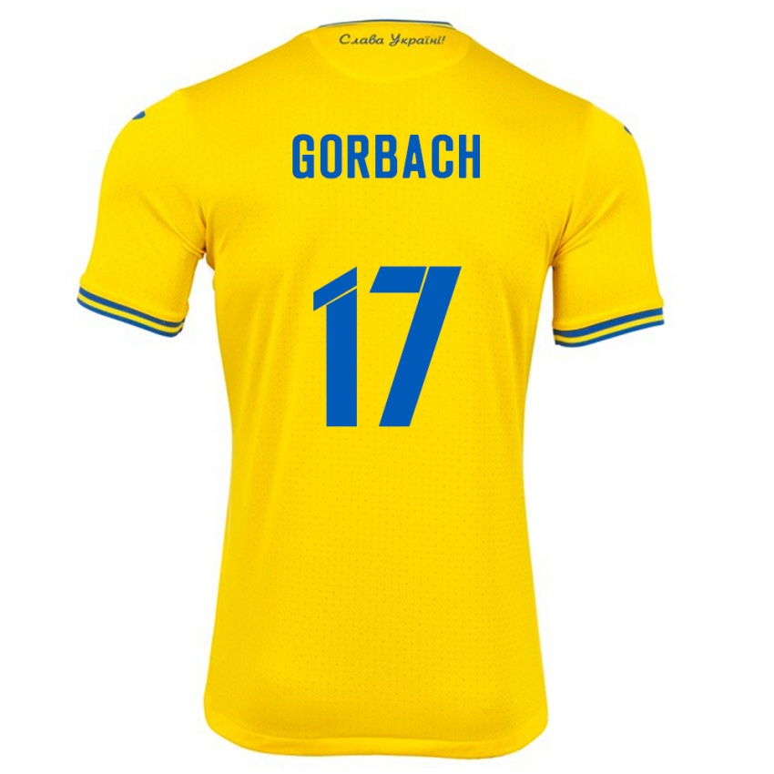 Hombre Camiseta Ucrania Igor Gorbach #17 Amarillo 1ª Equipación 24-26 La Camisa