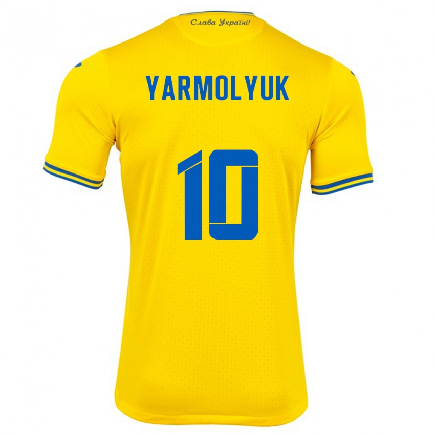 Hombre Camiseta Ucrania Yegor Yarmolyuk #10 Amarillo 1ª Equipación 24-26 La Camisa