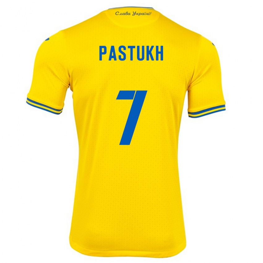 Hombre Camiseta Ucrania Yevgeniy Pastukh #7 Amarillo 1ª Equipación 24-26 La Camisa