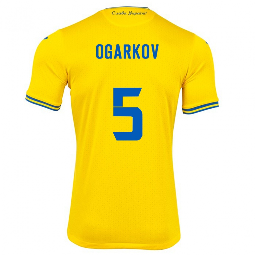 Hombre Camiseta Ucrania Mykola Ogarkov #5 Amarillo 1ª Equipación 24-26 La Camisa