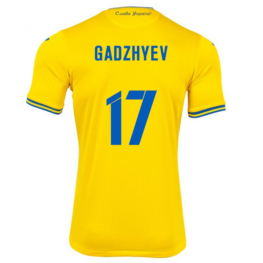 Hombre Camiseta Ucrania Ramik Gadzhyev #17 Amarillo 1ª Equipación 24-26 La Camisa