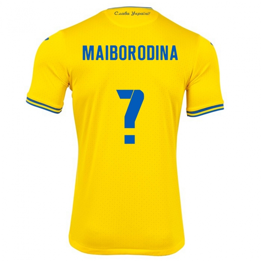 Hombre Camiseta Ucrania Iryna Maiborodina #0 Amarillo 1ª Equipación 24-26 La Camisa