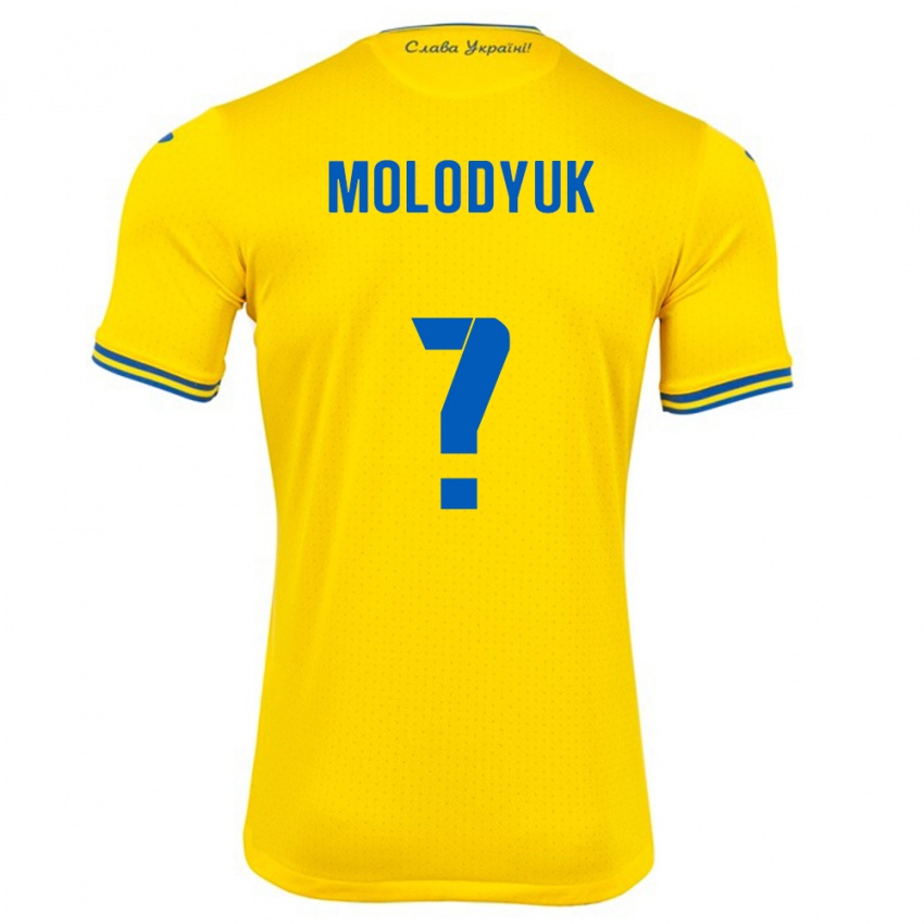 Hombre Camiseta Ucrania Yelyzaveta Molodyuk #0 Amarillo 1ª Equipación 24-26 La Camisa