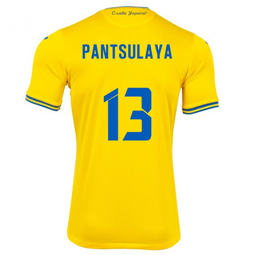 Hombre Camiseta Ucrania Natiya Pantsulaya #13 Amarillo 1ª Equipación 24-26 La Camisa